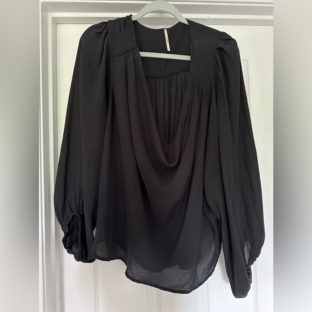 Free People black drapey Cowl neck blouse